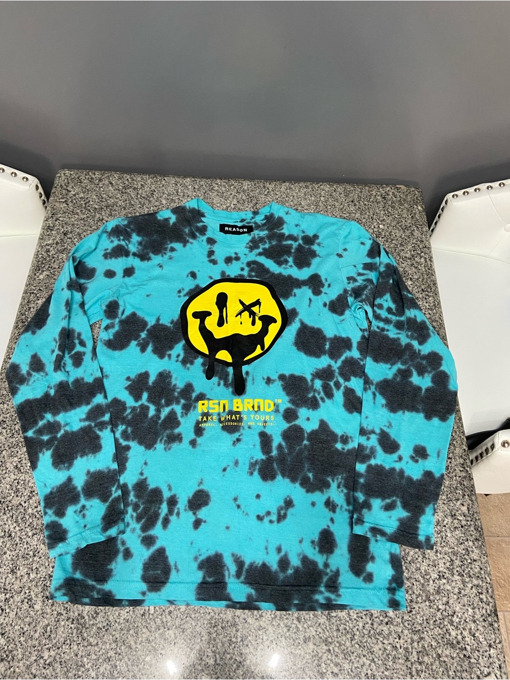 REASON Long Sleeve Mens Shirt Limited Edition Tie Dye Graphic Y2K Streetwear M